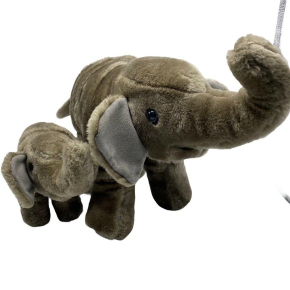 Ringling Brothers Plush Elephant Mom And Baby Barnum Bailey 16" Trunks Up - Picture 1 of 6